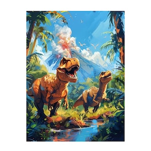 5D Diamond Art Kits for Adults, Two Dinosaur Diamond Painting Art Animals DIY Drill Kits, Embroidery Diamond Crystal Canvas Home Wall Decor