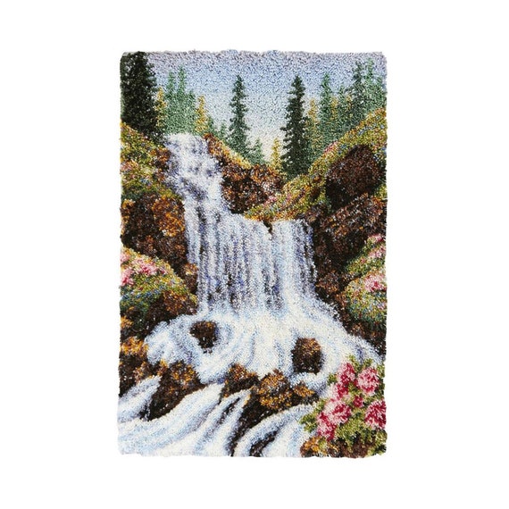 Tapestry Landscape Waterfall Latch Hook Rugs Kits for Adults 