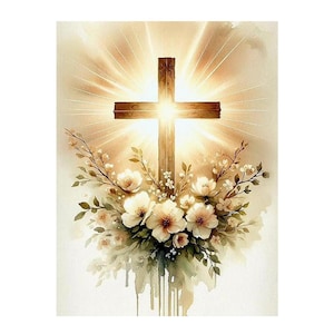 5D DIY Diamond Painting Kit，Religious Cross Diamond Art,Mosaic Embroidery, Full Drill Painting Diamond Cross Stitch Home Wall Decor