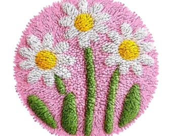 DIY Latch Hook Kit: Daisy Flower Mini Rug for Beginners