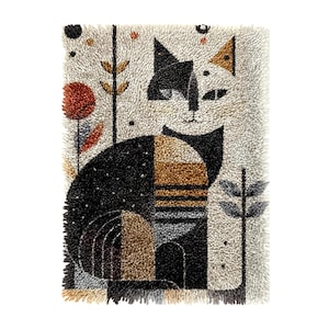 Abstrakte Bunte Geometrische Katze Knüpfhaken Kits Teppich Bunte Gedruckt Häkeln Garn DIY Haken Latch Kit Matte für Stuhl Kissen Boden Dekor