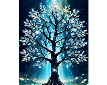 GMETNIC Tree Of Life Diamond Painting Kit - 12x16 Inch Round Diamond Art For Adults Beginners