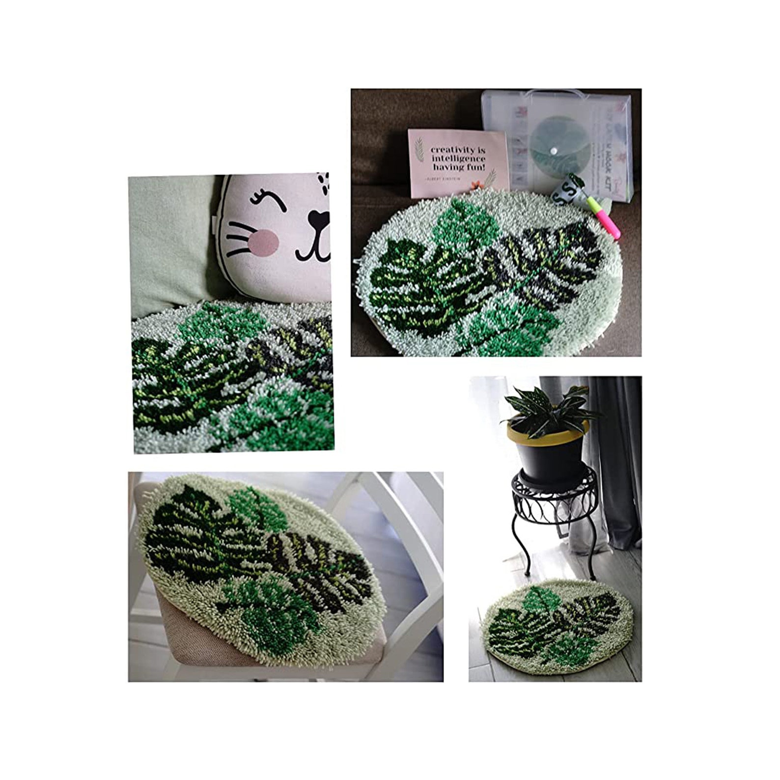 Wallphantom Knüpfhaken-Teppich-Set,Bienen Und Blumen,DIY-Häkelteppich Für Erwachsene,Kinder
