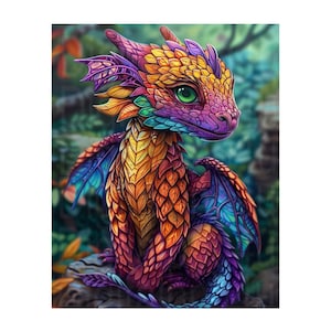Diamond Painting Kit: Colorful Dragon Mosaic, Home Wall Decor