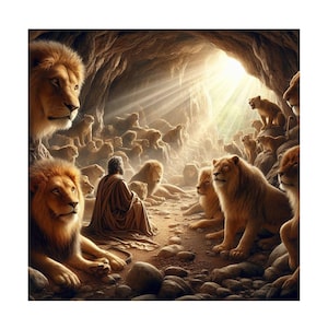 Jesus and Lions 5D Diamond Painting Kit: DIY Mosaic Embroidery