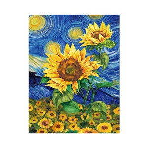 Diamond Art | 5D Diamond Painting Kits | Abstract Sunflower House Kit with 28-Facet, Resin Square Diamonds, Thick Canvas Plus Tools | DIY Crafts for