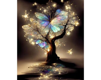 Butterfly Tree of Life Diamond Painting Kit: Sparkly Mosaic Wall Decor