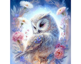 Diamond Painting Kit: Floral Owl 5D DIY Home Decor