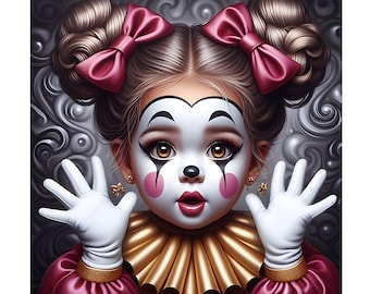 Clown Kid Diamond Painting Kit: 5D DIY Mosaic Embroidery