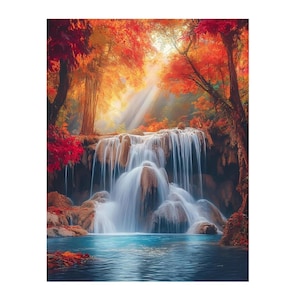 Autumn Waterfall Diamond Painting Kit: Full Drill Mosaic Embroidery, Home Wall Decor