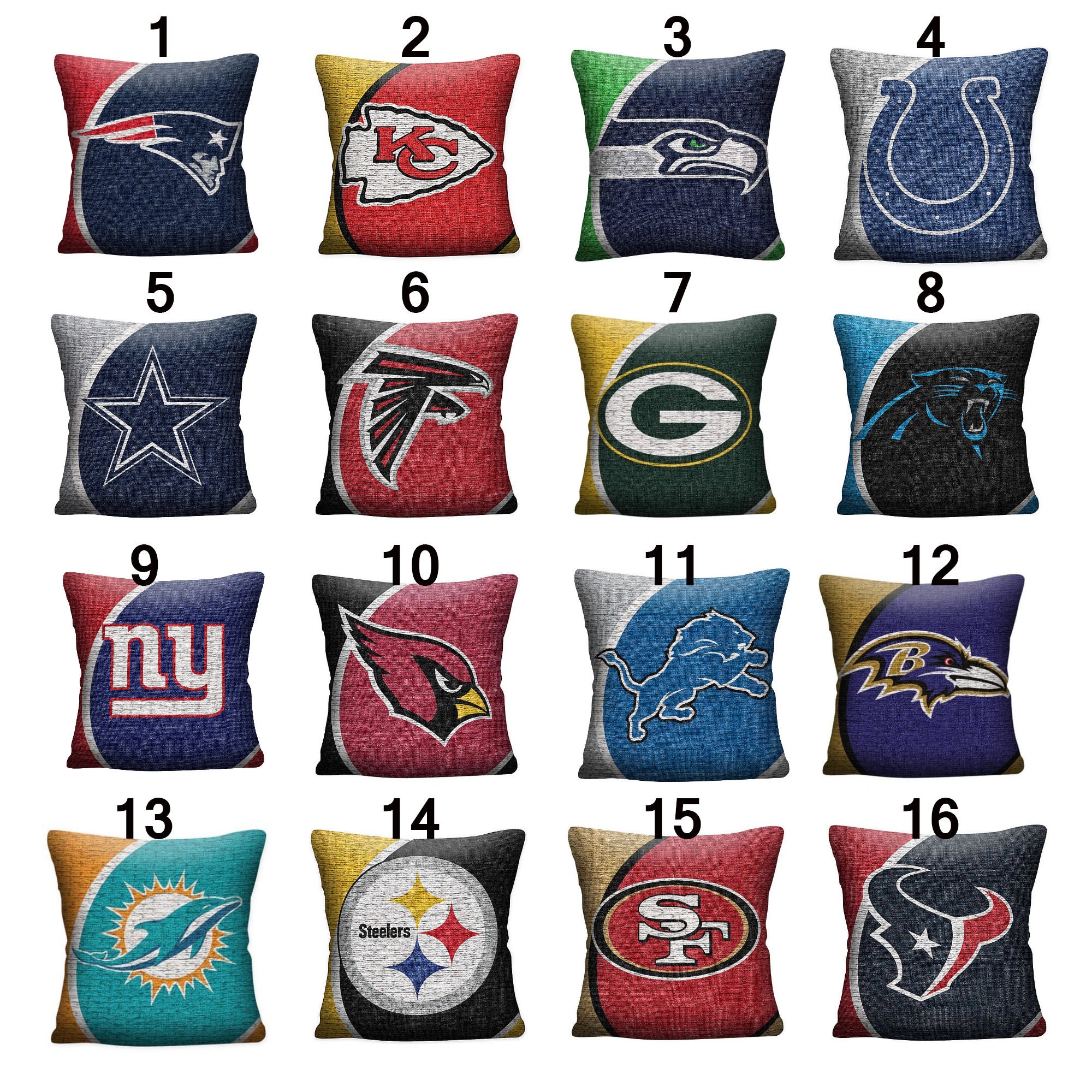 40x40CM NFL Team logo Football Team Badge Hook Pillow Set Crafts Embroidery DIY Crochet Handmade Needlework Supplies Home Decoration