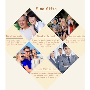 May include: A collage of images showing different reasons to give a gift. The text reads "Fine Gifts" and includes phrases like "Send parents", "Send a friend", "Send the leadership", and "To send their children".