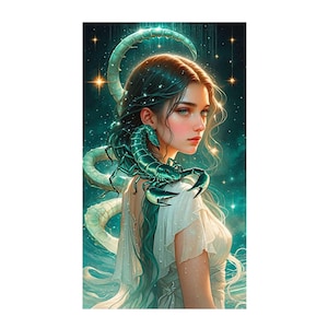 Fille Scorpion - Peinture diamant foret carré/rond - 45*75 CM (foret AB partiel de grande taille)
