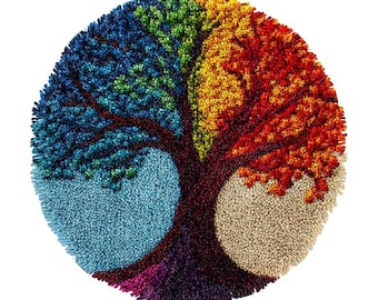 Latch Hook Rug Kit: Abstract Colorful Tree Design, Beginner Craft