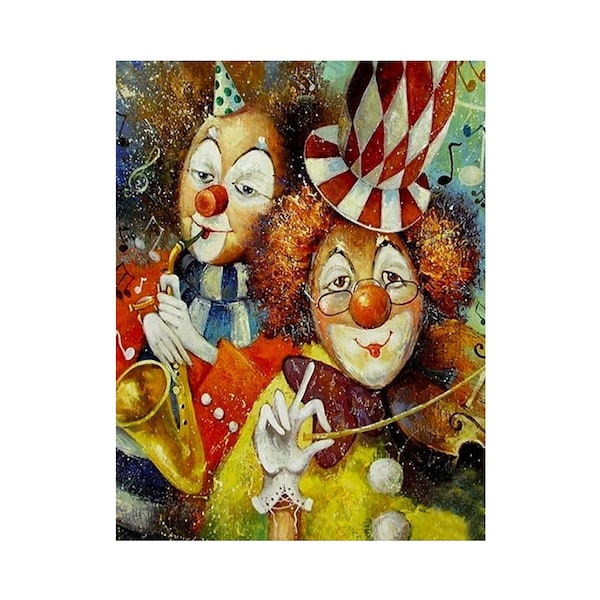 5D DIY Two Clowns Round/Square Drill Diamond Painting Mosaic Picture Rhinestone Cross Stitch Kit Home Decor