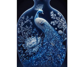 Peacock Diamond Painting Kit: DIY Mosaic Embroidery Art