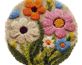 Latch Hook Rug Kit: Flower Design, Easy Beginner Craft