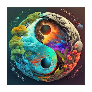 Yin Yang Universe Diamond Painting Kit: Mosaic Embroidery Wall Decor