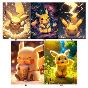 5D DIY Diamond Painting Kit，Anime Cute Pikachu Diamond Art,Mosaic Embroidery, Full Drill Painting Diamond Cross Stitch Home Wall Decor