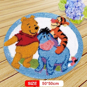 DIY Latch Hook Rug Kit - Eagle & Mountain Design, 50x50cm, Includes Yarn, Canvas & Hook