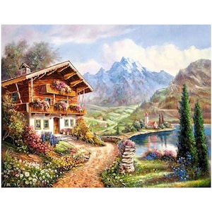 5D-Diamant-Malerei-Set zum Selbermachen, Landschafts-Diamantkunst, Mosaik-Stickerei, Vollbohrer-Gemälde, Diamant-Kreuzstich, Heim-Wanddekoration