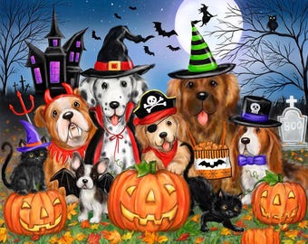 Halloween Dog Diamond Painting Kit: 5D DIY Mosaic Art Home Decor