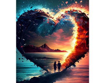Romantic Love Diamond Painting Kit: Mosaic Embroidery Home Decor