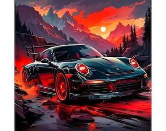 Car Diamond Painting Kit: 5D Gem Art DIY Wall Decor