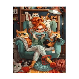 5D DIY Diamant Malerei Kit ， Cartoon Mädchen und Katzen Diamant Kunst, Mosaik Stickerei, Vollbohrer Malerei Diamant Kreuzstich Hauswanddekor