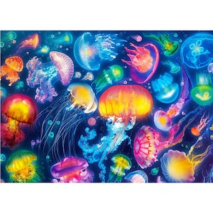 Colorful Jellyfish Diamond Painting Kit: Round/Square Drill Mosaic Art