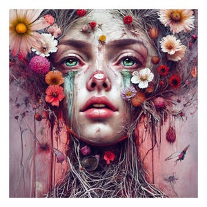 Flowers and Girl Diamond Art Painting Kit: Full Drill DIY Mosaic