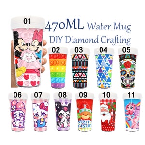 DIY Diamond Painting Cartoon Christmas Water Cup Handmade Mosaic embroidery Diamond Painting Cup By Number Painting Gift