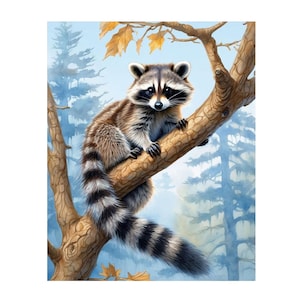 Raccoon Diamond Painting Kit: DIY Mosaic Embroidery Art