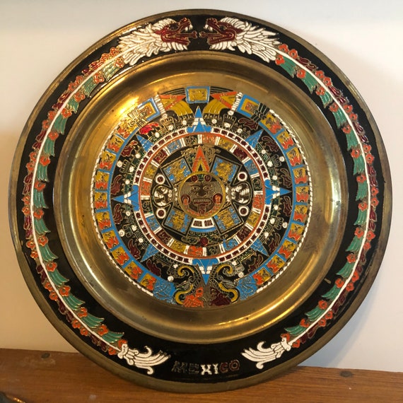 Vintage Brass Aztec Calendar Made in Mexico Etsy
