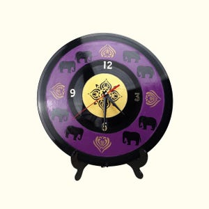 Goldene Elefanten Mandala Schallplattenuhr - 12 Zoll