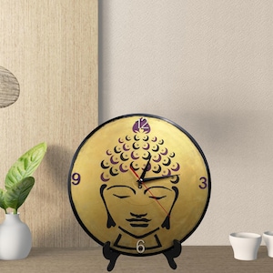 Buddha Vinyl Record Clock - 12” Spiritual Wall Art for Peaceful Home Decor