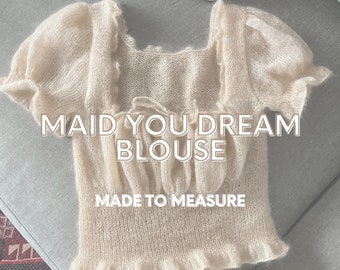 MAID YOU DREAM Chemisier sur Mesure Mohair Cottage Core Top Romantique Modèle de Tricot