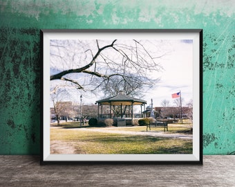 WOODSTOCK SQUARE Photography Print - Original Unframed Wall Art Print - WOODSTOCK, Illinois Gazebo