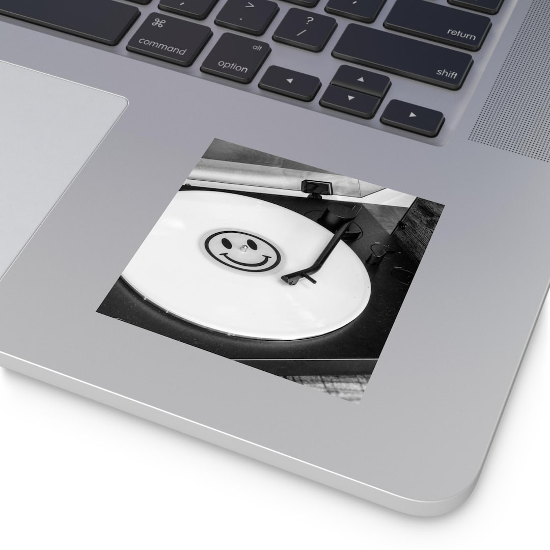 Record Face Sticker Smiley Face Record Player Sticker | Square Vinyl Sticker, Retro Music ...