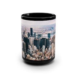 NEW YORK CITY - 15oz Black Ceramic Coffee Mug featuring original photography by KevinKlimaPhoto.com