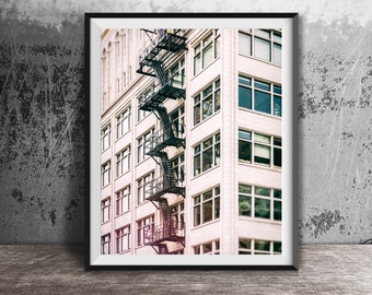 Fire Escape Photography Print, Urban Photography - Unframed Wall Art Print - Original Modern Photo Print - City Buildings Wall Art