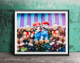 MARIO & DONKEY KONG Photography Print - Original Unframed Wall Art Print - Modern Photography Decor - Carnival Game Prizes