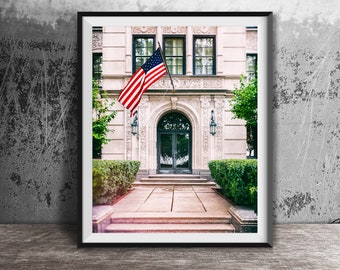 Beautiful Door Photography Print - Unframed Wall Art Print - American Flag, Patriotic Design, United States, Entry Office Decor