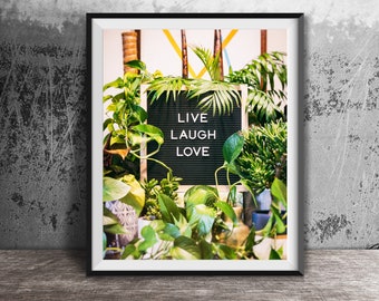 LIVE LAUGH LOVE - Ungerahmt Fotografie Druck - Message Board, Wort Kunstdruck - Wohnkultur, Wohnung Kunst, Küchen Dekorationen, Familienzimmer