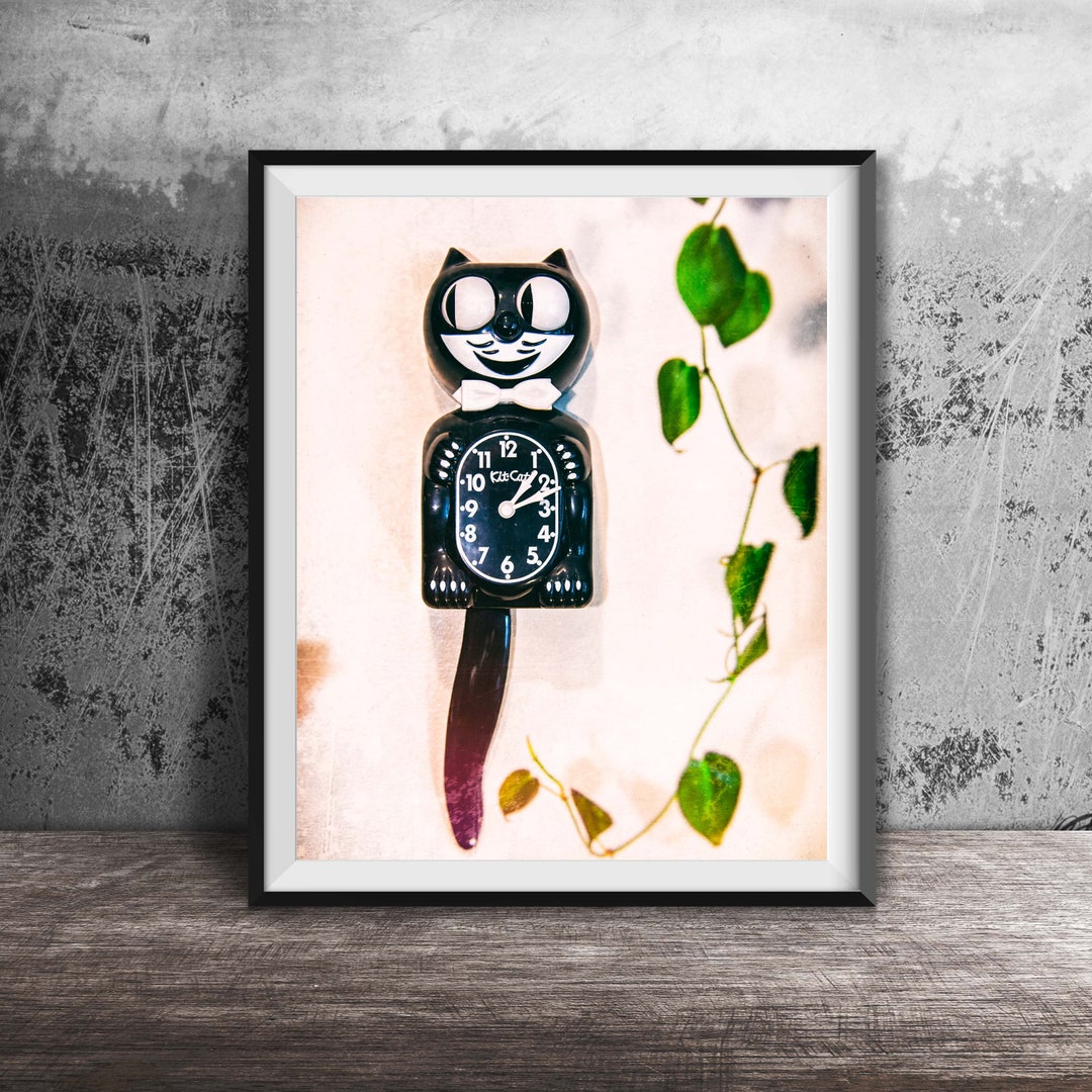 Kitschy Kitty Cat Wall Clock Photography Print Original Unframed Wall