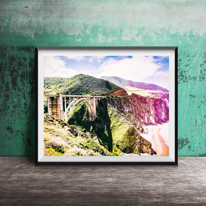 Big Sur Bridge Landscape Photography Print Unframed Wall Art Print Decorative Wall Art Pacific Coast Highway Coastline, Cliffs, Art image 1