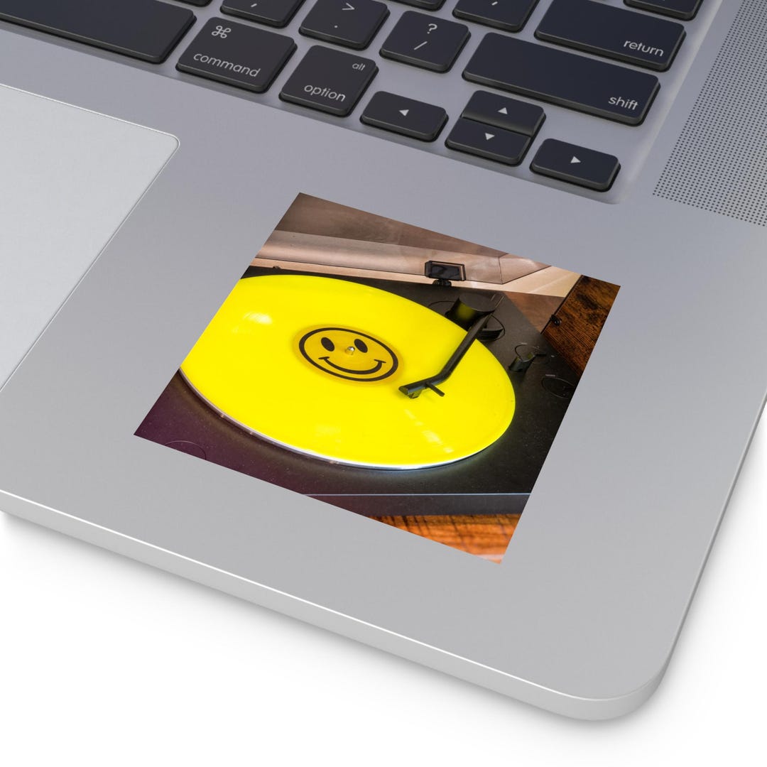 Smiley Face Vinyl Record Square Sticker - Etsy