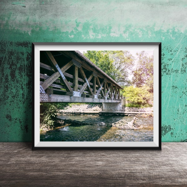 COVERED BRIDGE Photography Print - Original Unframed Wall Art Print - NAPERVILLE, Illinois