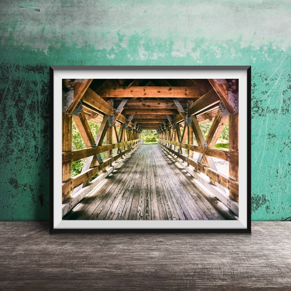 COVERED BRIDGE Photography Print - Original Unframed Wall Art Print - NAPERVILLE, Illinois