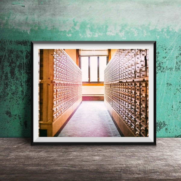 Library Photography Print - Original Unframed Wall Art - Study, School, Quiet - Card Catalog System